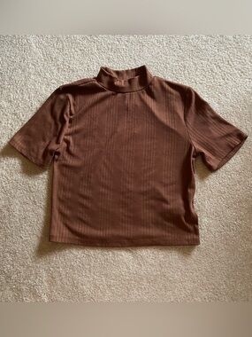 Forever 21 Brown Mock Neck Crop Top
